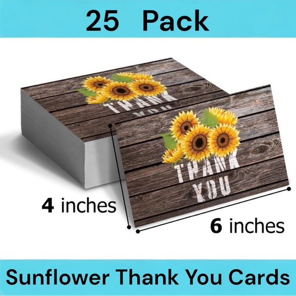 Other - 25 Pack 4X6 Sunflower Thank You Cards PRICE IS FIRM